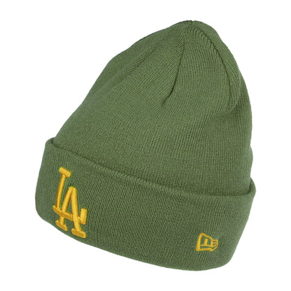New Era L.A. Dodgers Cuff Knit Beanie Hat - MLB League Essential - Olive-Yellow