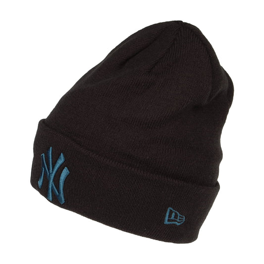 New Era New York Yankees Cuff Knit Beanie Hat - MLB League Essential - Black-Teal