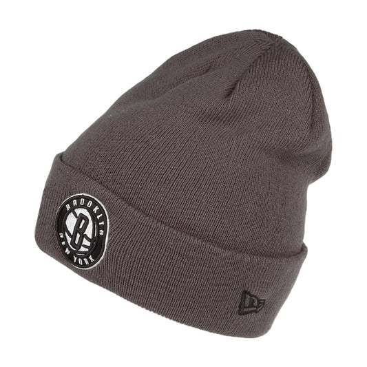 New Era Brooklyn Nets Cuff Knit Beanie Hat - NBA Team Colour Out Line - Grey