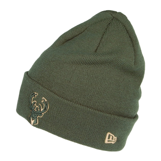 New Era Milwaukee Bucks Cuff Knit Beanie Hat - NBA Team Colour Out Line - Green