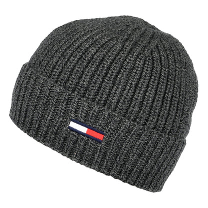 Tommy Hilfiger Hats TJM Flag Ribbed Beanie Hat - Dark Grey