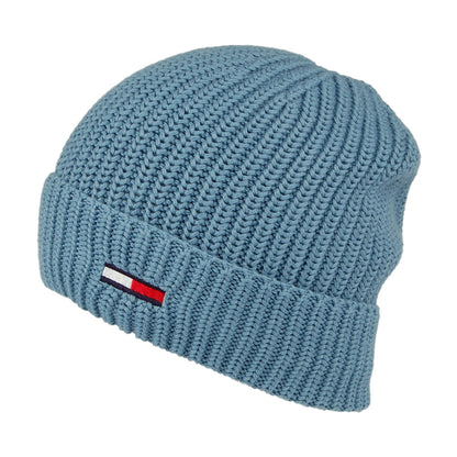 Tommy Hilfiger Hats TJM Flag Ribbed Beanie Hat - Light Blue