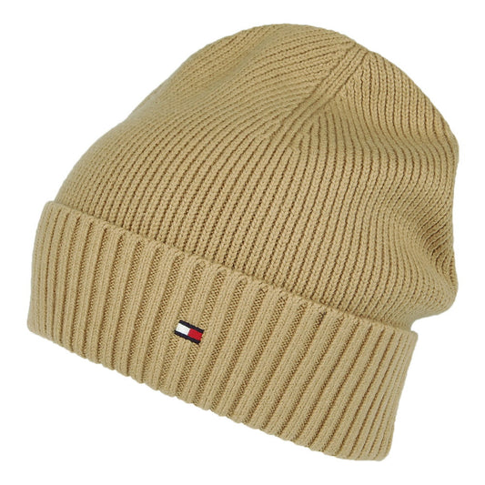 Tommy Hilfiger Hats Pima Essential Flag Cotton Cashmere Beanie Hat - Tan