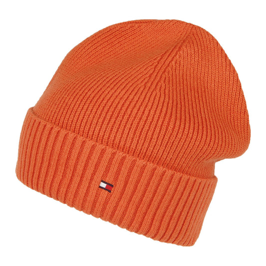 Tommy Hilfiger Hats Pima Essential Flag Cotton Cashmere Beanie Hat - Burnt Orange