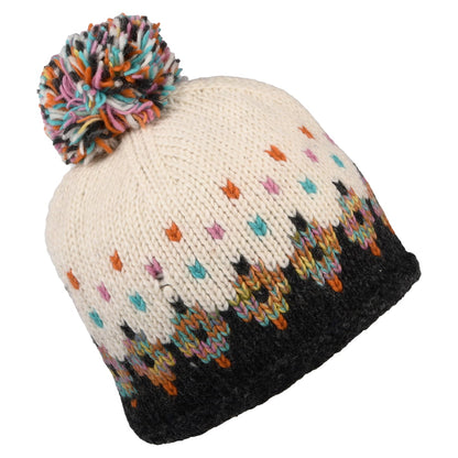 Kusan Snowy Fair Isle Bobble Hat - Cream-Charcoal