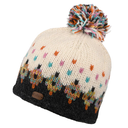 Kusan Snowy Fair Isle Bobble Hat - Cream-Charcoal