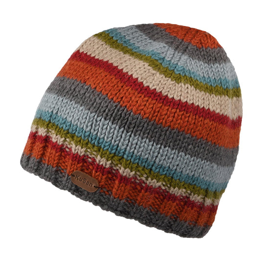 Kusan Brooklyn Striped Beanie Hat - Teal-Orange