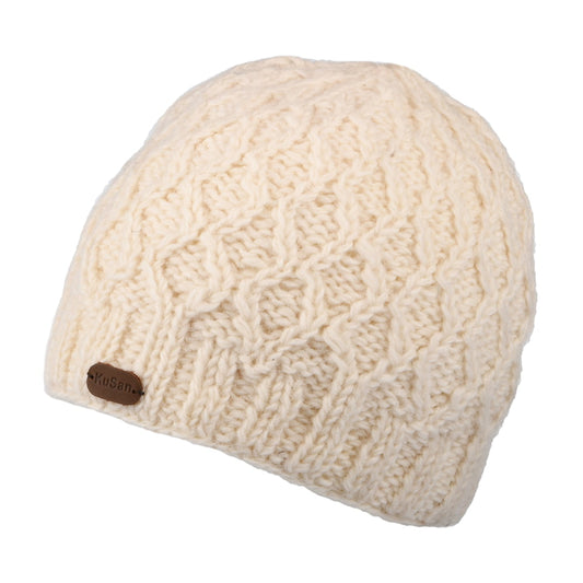 Kusan Brooklyn Cable Knit Beanie Hat - Cream