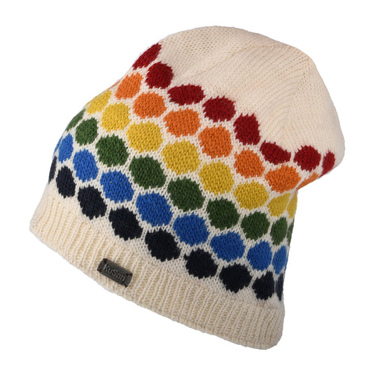 Kusan Colour Theory Slouch Beanie Hat - White-Multi