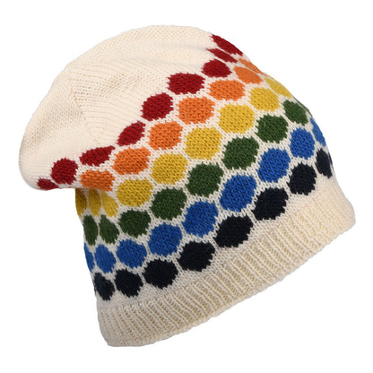 Kusan Colour Theory Slouch Beanie Hat - White-Multi