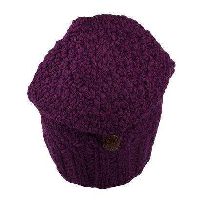 Kusan Button Down Beanie Hat - Purple