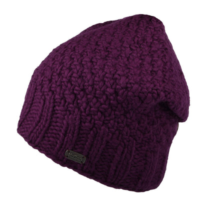 Kusan Button Down Beanie Hat - Purple