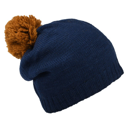 Kusan Contrast Pom Slouch Bobble Hat - Navy Blue