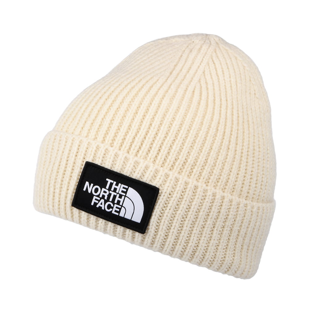 The North Face Hats TNF Logo Box Cuffed Fisherman Beanie Hat - Sand