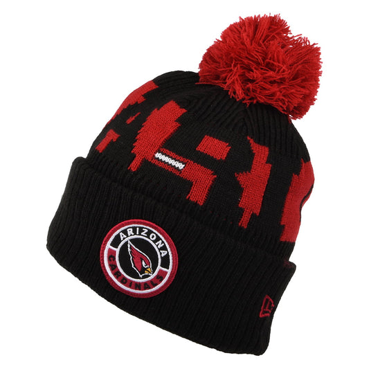 New Era Arizona Cardinals Bobble Hat - NFL On Field Sport Knit - Black-Red
