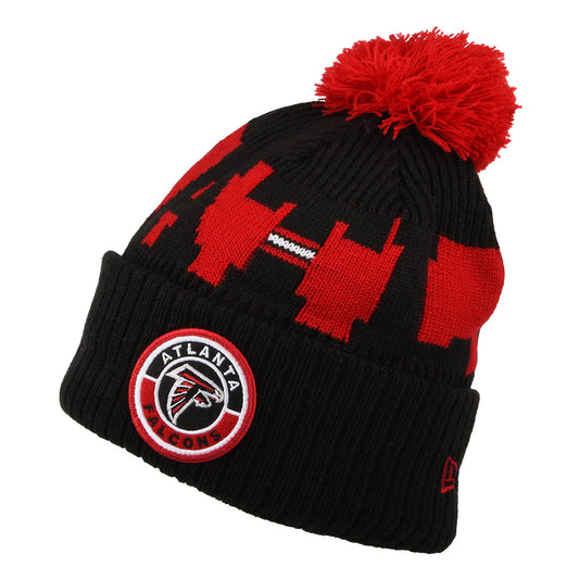 New Era Atlanta Falcons Bobble Hat - NFL On Field Sport Knit - Black-Red