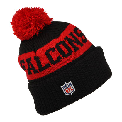 New Era Atlanta Falcons Bobble Hat - NFL On Field Sport Knit - Black-Red