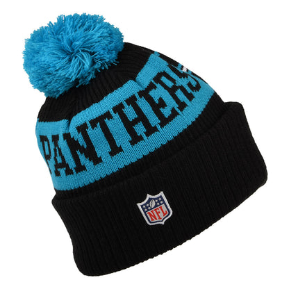 New Era Carolina Panthers Bobble Hat - NFL On Field Sport Knit - Black-Blue