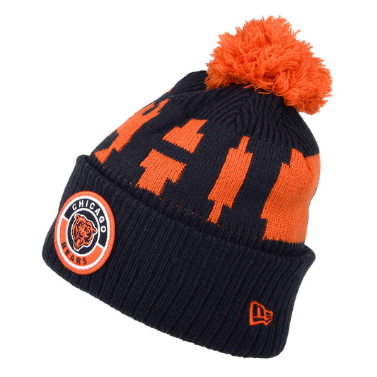 New Era Chicago Bears Bobble Hat - NFL On Field Sport Knit - Navy-Orange