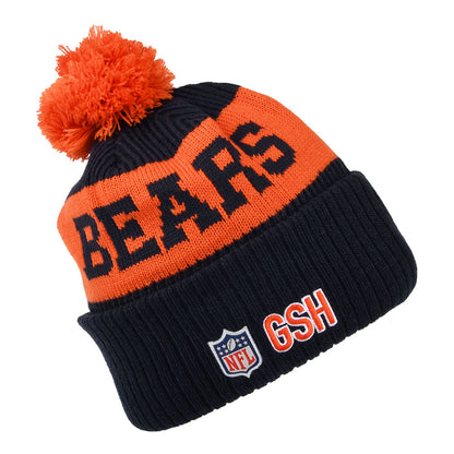 New Era Chicago Bears Bobble Hat - NFL On Field Sport Knit - Navy-Orange
