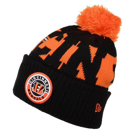 New Era Cincinnati Bengals Bobble Hat - NFL On Field Sport Knit - Black-Orange