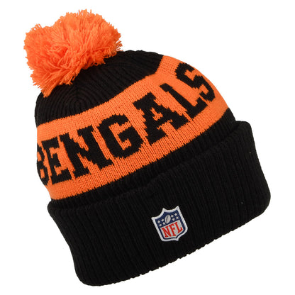 New Era Cincinnati Bengals Bobble Hat - NFL On Field Sport Knit - Black-Orange