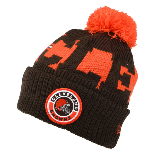 New Era Cleveland Browns Bobble Hat - NFL On Field Sport Knit - Brown-Orange