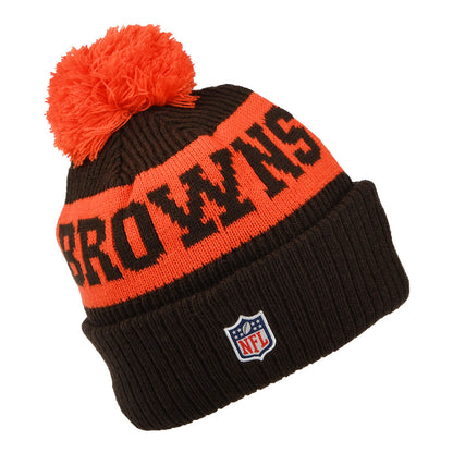 New Era Cleveland Browns Bobble Hat - NFL On Field Sport Knit - Brown-Orange