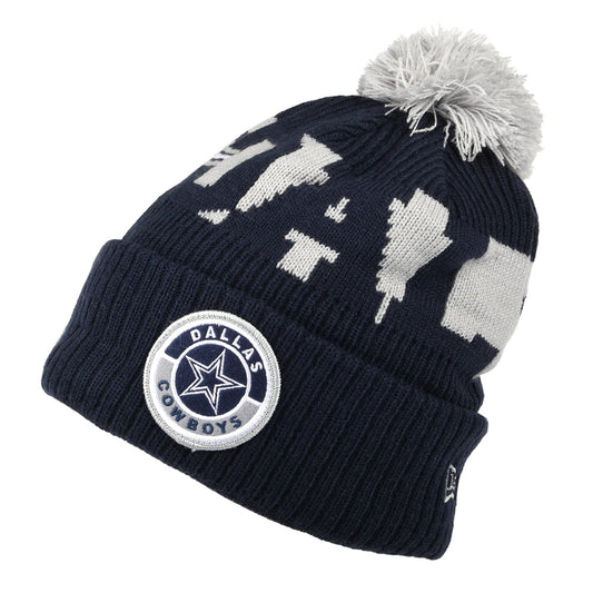New Era Dallas Cowboys Bobble Hat - NFL On Field Sport Knit - Blue-Grey