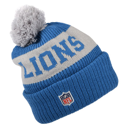 New Era Detroit Lions Bobble Hat - NFL On Field Sport Knit - Blue-Grey