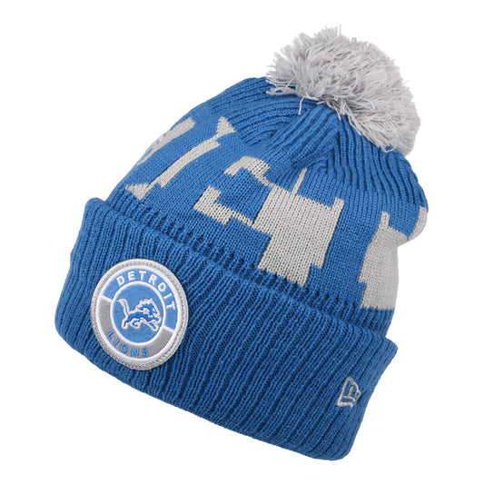 New Era Detroit Lions Bobble Hat - NFL On Field Sport Knit - Blue-Grey