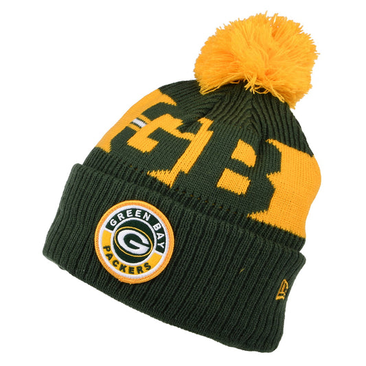 New Era Green Bay Packers Bobble Hat - NFL On Field Sport Knit - Green-Yellow