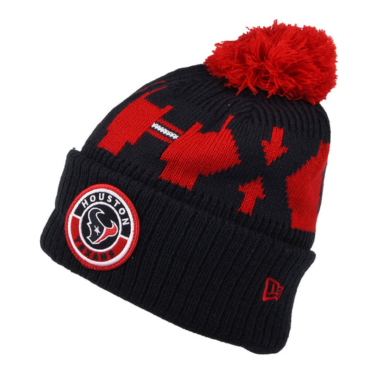 New Era Houston Texans Bobble Hat - NFL On Field Sport Knit - Navy-Red