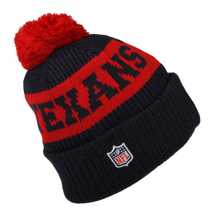 New Era Houston Texans Bobble Hat - NFL On Field Sport Knit - Navy-Red