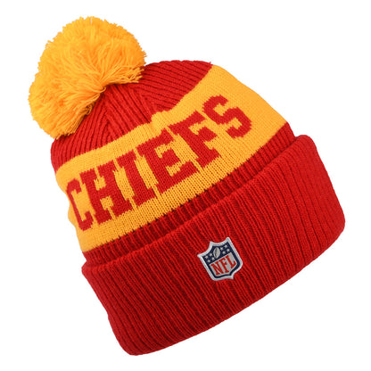 New Era Kansas City Chiefs Bobble Hat - NFL On Field Sport Knit - Red-Gold