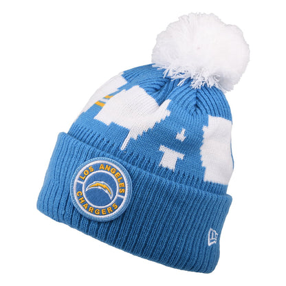 New Era Los Angeles Chargers Bobble Hat - NFL On Field Sport Knit - Light Blue-White