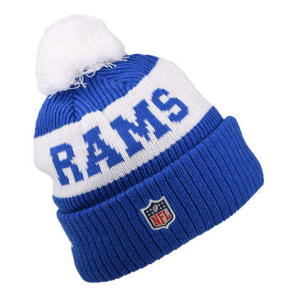 New Era Los Angeles Rams Bobble Hat - NFL On Field Sport Knit - Royal Blue-White