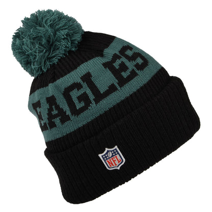 New Era Philadelphia Eagles Bobble Hat - NFL On Field Sport Knit - Black-Green