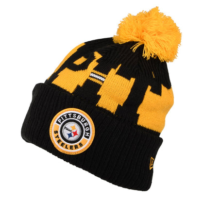 New Era Pittsburgh Steelers Bobble Hat - NFL On Field Sport Knit - Black-Yellow