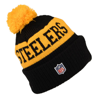 New Era Pittsburgh Steelers Bobble Hat - NFL On Field Sport Knit - Black-Yellow