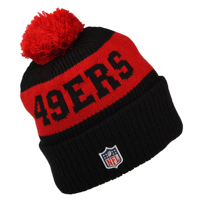 New Era San Francisco 49ers Bobble Hat - NFL On Field Sport Knit - Black-Red