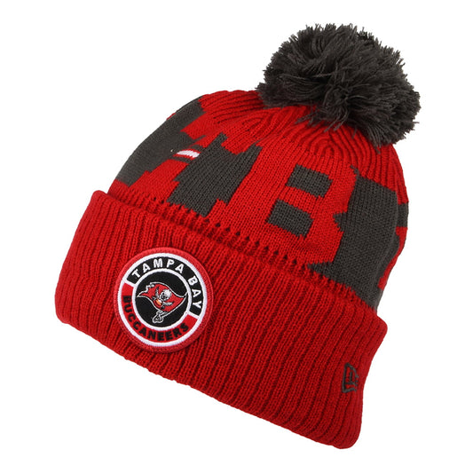 New Era Tampa Bay Buccaneers Bobble Hat - NFL On Field Sport Knit - Red-Grey