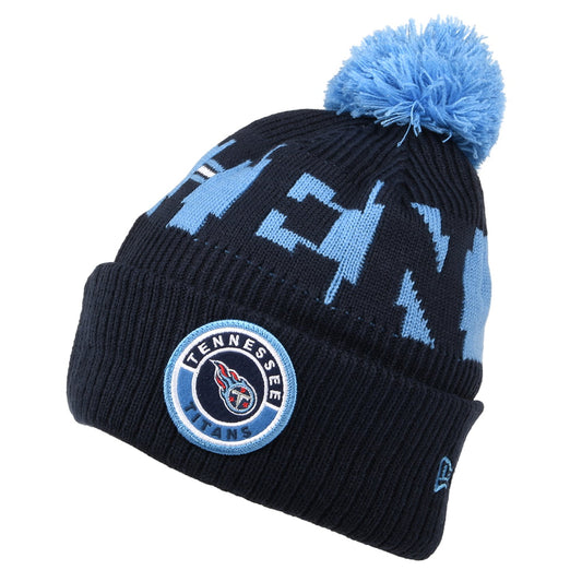 New Era Tennessee Titans Bobble Hat - NFL On Field Sport Knit - Navy-Blue