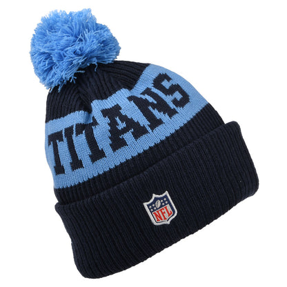 New Era Tennessee Titans Bobble Hat - NFL On Field Sport Knit - Navy-Blue