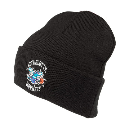 Mitchell & Ness Charlotte Hornets Beanie Hat - NBA Team Logo Cuff Knit - Black