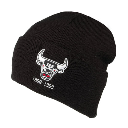 Mitchell & Ness Chicago Bulls Beanie Hat - NBA Team Logo Cuff Knit - Black