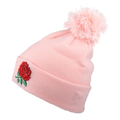 New Era Womens Rugby Football Union Cuff Bobble Hat - Pink