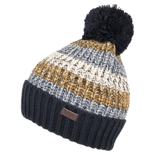 Barbour Hats Alderly Stripe Bobble Hat - Navy Blue