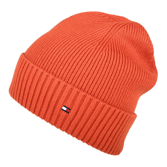 Tommy Hilfiger Hats Pima Essential Flag Cotton Cashmere Beanie Hat - Rust