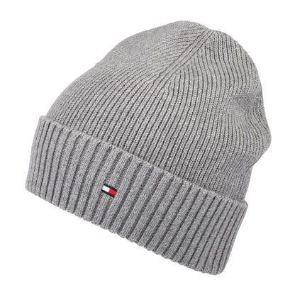 Tommy Hilfiger Hats Essential Flag Cotton Cashmere Beanie Hat - Heather Grey